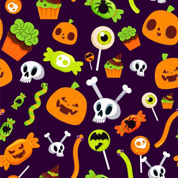 Flat halloween pattern design