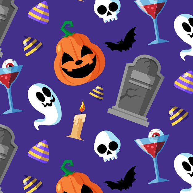 Flat halloween pattern design