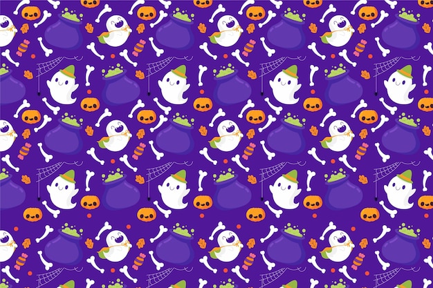 Vettore gratuito design piatto modello di halloween