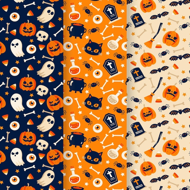 フラットハロウィンパターンコレクション