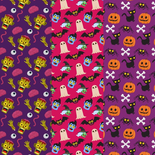 Flat halloween patterns collection