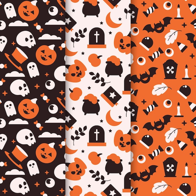 Free Vector flat halloween patterns collection