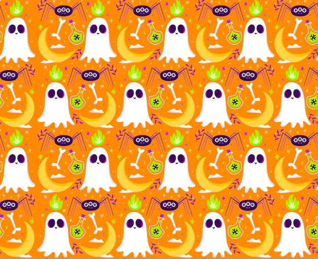 無料ベクター フラットハロウィンパターンコレクション