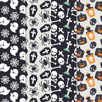 Flat halloween patterns concept
