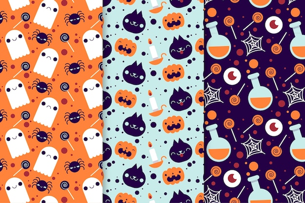 Flat halloween patterns