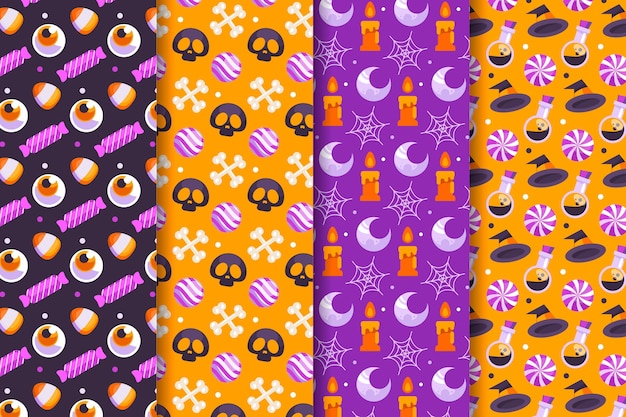 Free vector flat halloween patterns