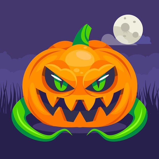 Free vector flat halloween pumpkin illustration