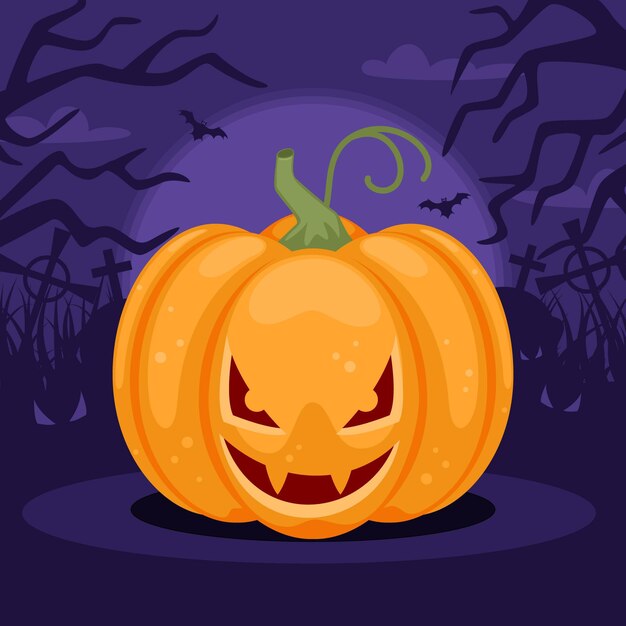 Flat halloween pumpkin illustration