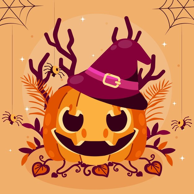 Flat halloween pumpkin illustration