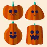 Free vector flat halloween pumpkins collection