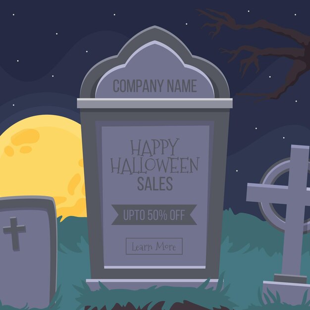 Free Vector flat halloween sale concept