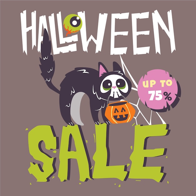 Free vector flat halloween sale illustration