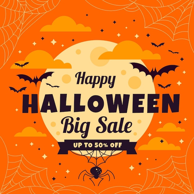 Flat halloween sale illustration