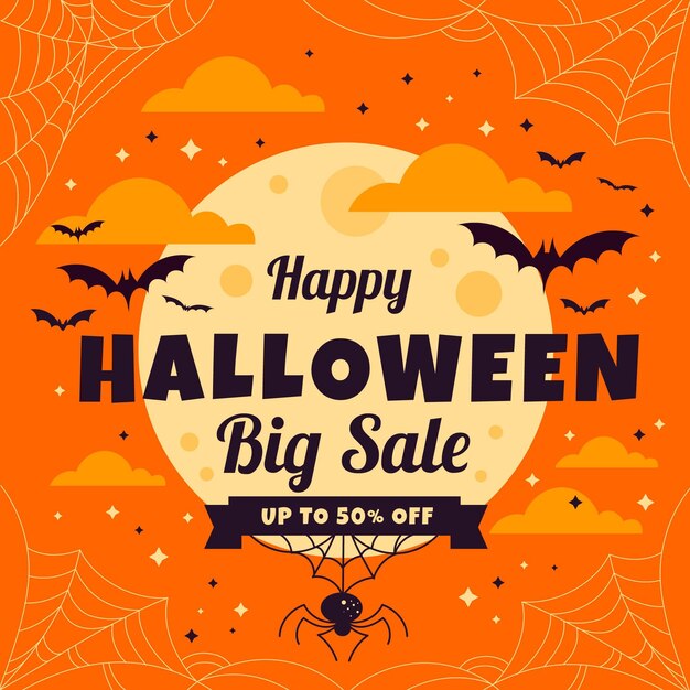 Плоская иллюстрация продажи хэллоуина