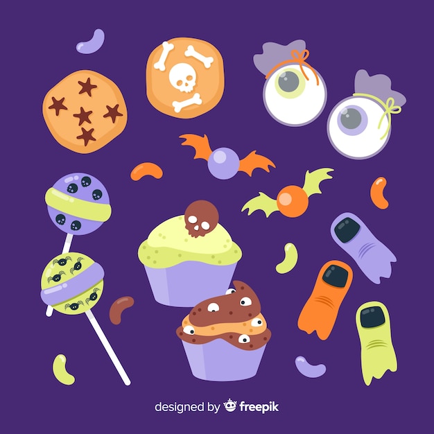 Free vector flat halloween shapes sweet collection