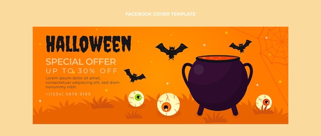 Плоский шаблон обложки для социальных сетей на хэллоуин