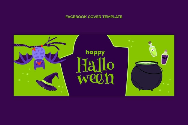 Free vector flat halloween social media cover template