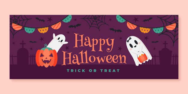 無料ベクター フラットハロウィンソーシャルメディアカバーテンプレート