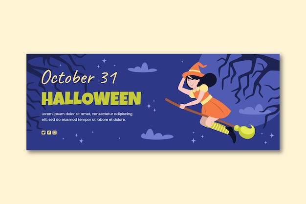 Flat halloween social media cover template