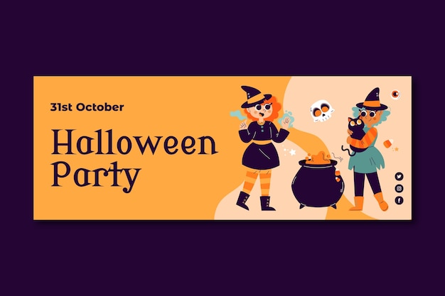 Free vector flat halloween social media cover template