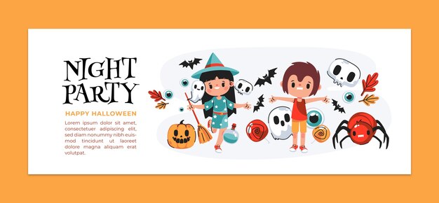 Flat halloween social media cover template