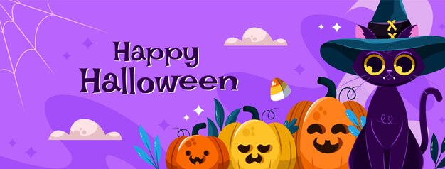 Flat halloween social media cover template