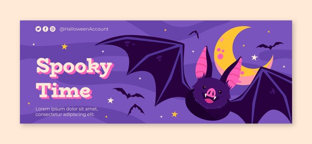 Flat halloween social media cover template