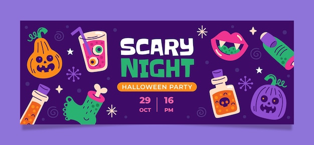 Free vector flat halloween social media cover template