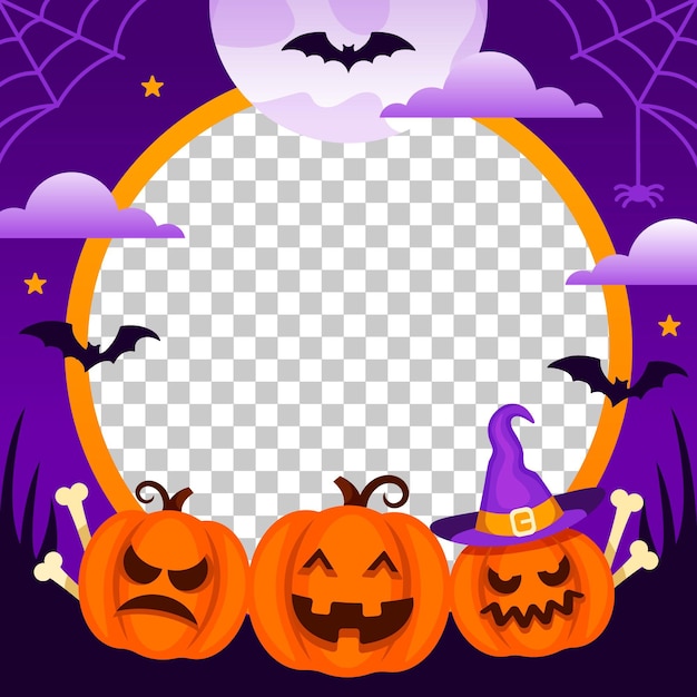Бесплатное векторное изображение Плоский шаблон рамки для социальных сетей на хэллоуин