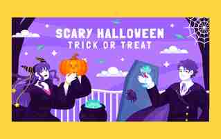 Free vector flat halloween social media post template