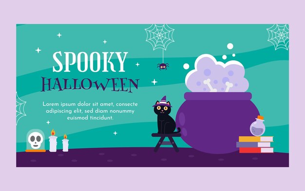 Flat halloween social media post template