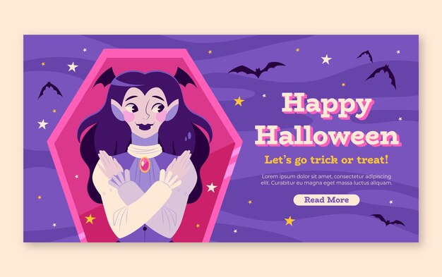 Flat halloween social media post template