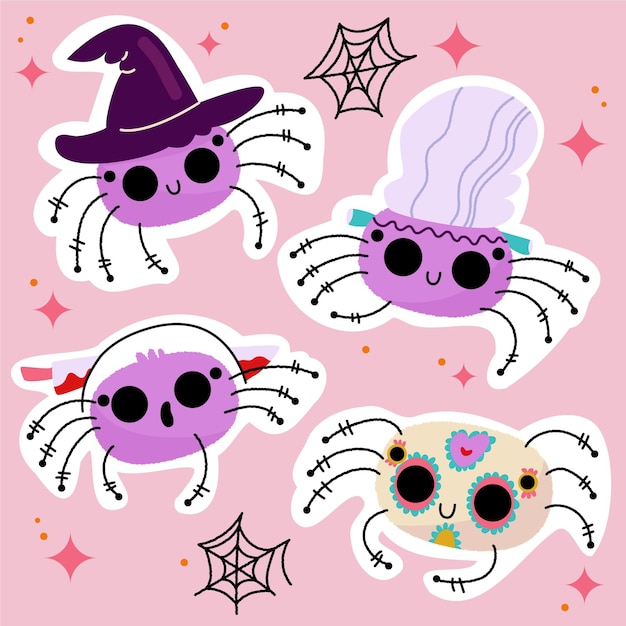 Free vector flat halloween spiders collection