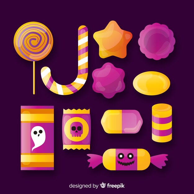 Free vector flat halloween sweet collection