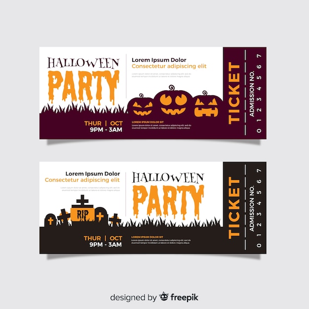 Flat halloween tickets army of pumpkins