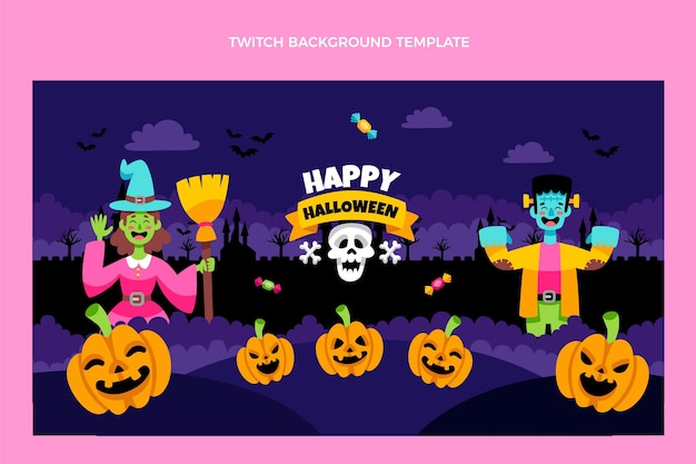 Free vector flat halloween twitch background