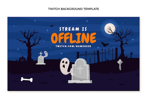 Free vector flat halloween twitch background