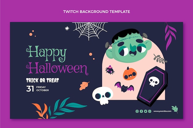 Free vector flat halloween twitch background