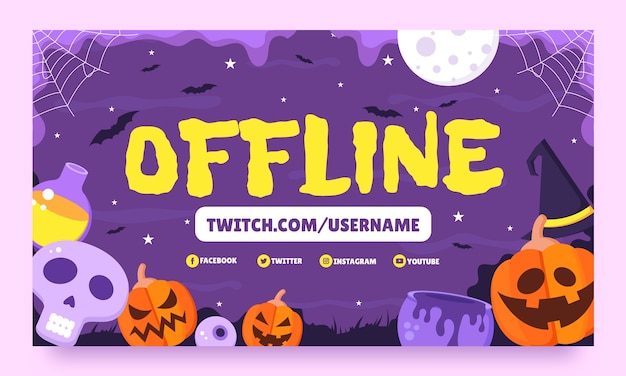 Flat halloween twitch background