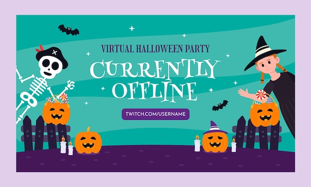 Free vector flat halloween twitch background