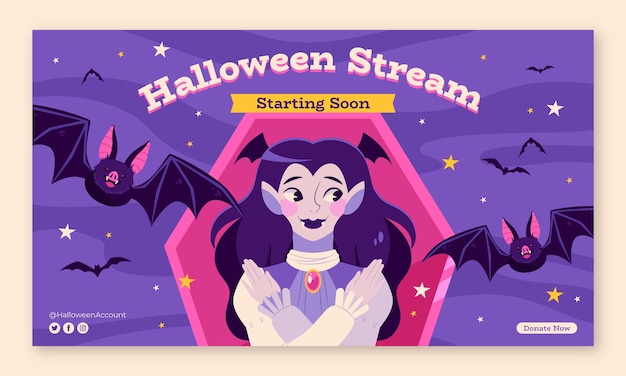 Free vector flat halloween twitch background