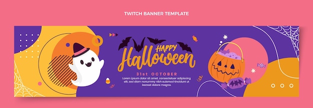 Free vector flat halloween twitch banner