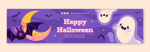 Vettore gratuito banner di contrazione di halloween piatto