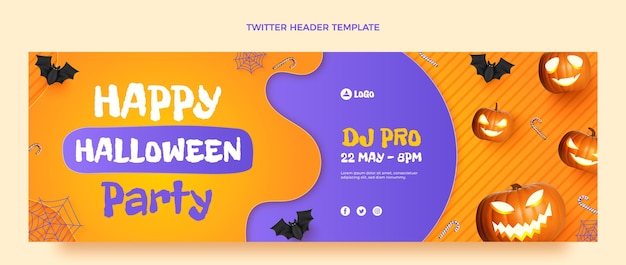 Vettore gratuito modello di copertina twitter piatto di halloween