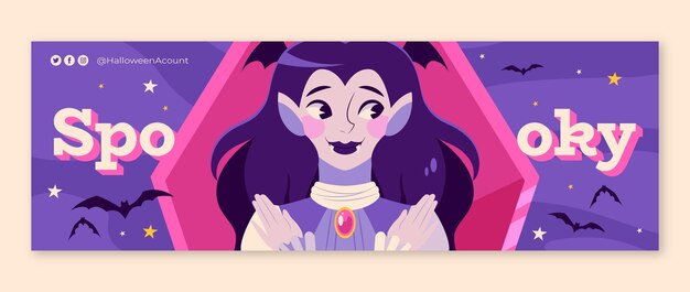 Flat halloween twitter header