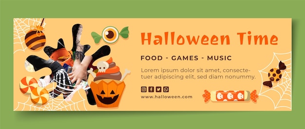 Free vector flat halloween twitter header