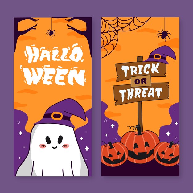 Flat halloween vertical banners set