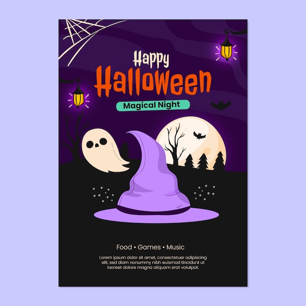 Free vector flat halloween vertical flyer template