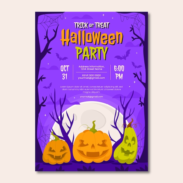 Free vector flat halloween vertical flyer template