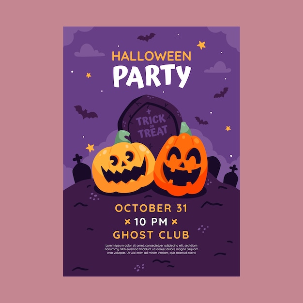 Flat halloween vertical flyer template